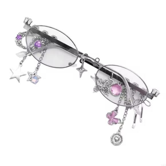 Anime, Manga Y2K Charm Oval Cosplay Bayonetta Eyeglasses Eyewear - Picture 2 of 3